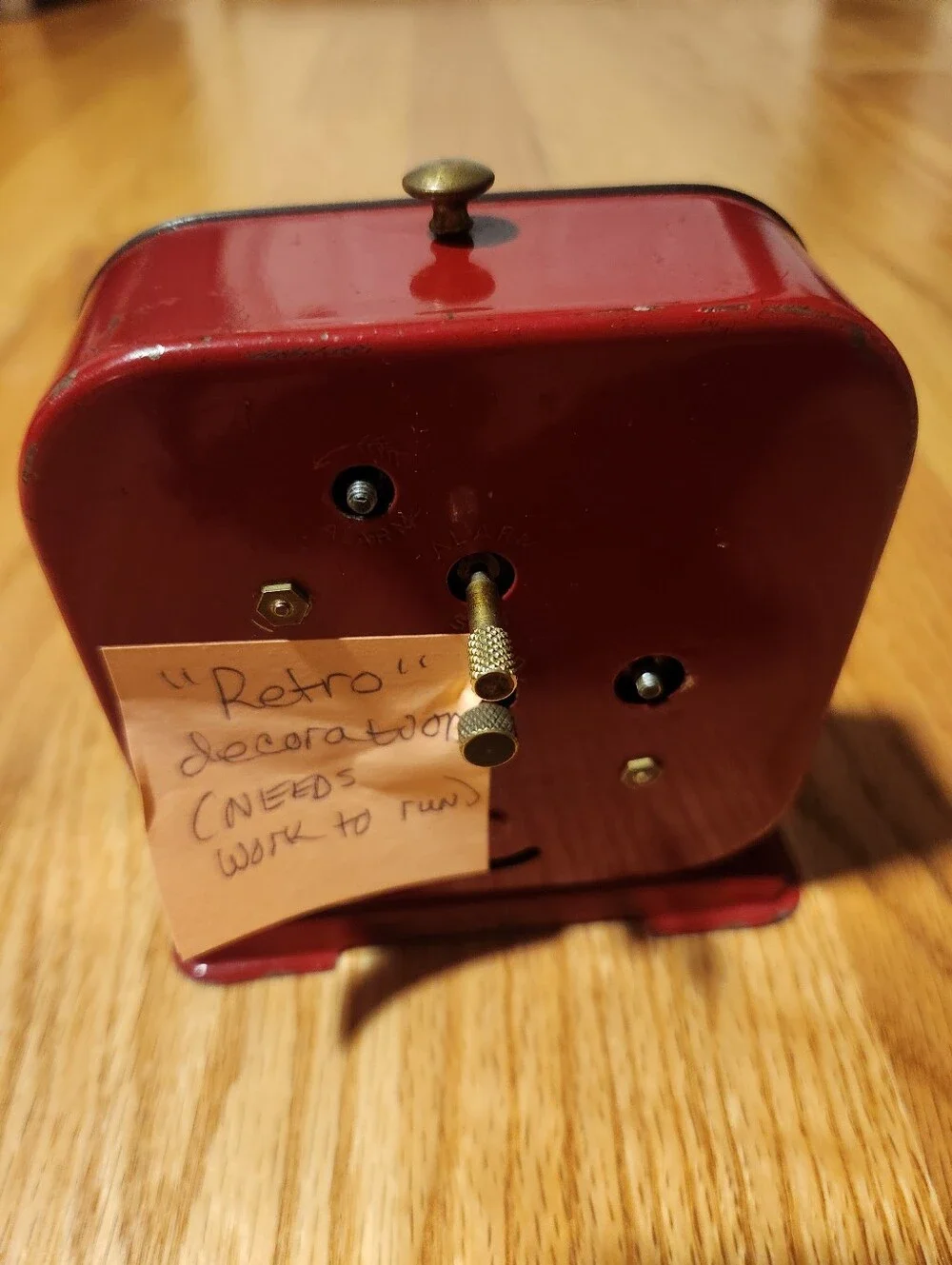Vintage 1950s Lux Co Clock Red With Details Needs Work